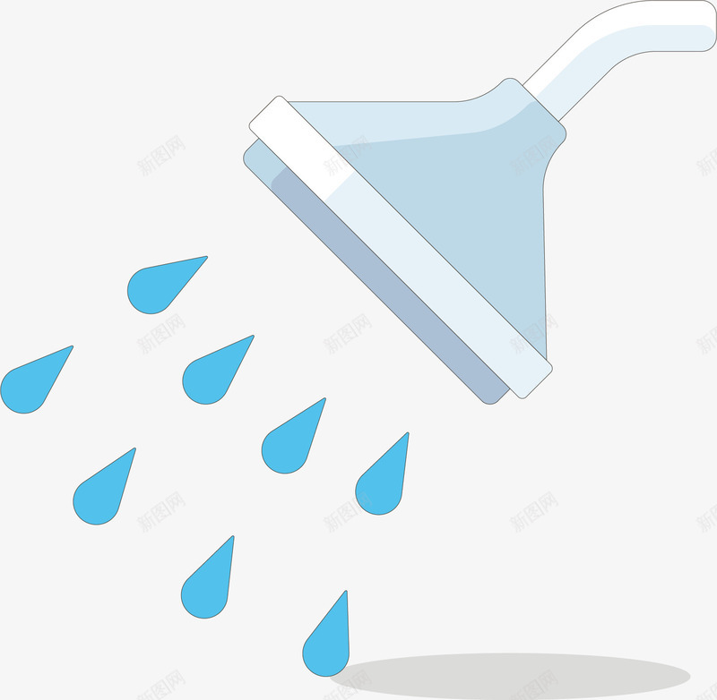 喷水的浴头矢量图ai免抠素材_88icon https://88icon.com 卡通 喷泡坚硬 水滴 洗浴头 洗澡 洗澡间 矢量图 蓝色