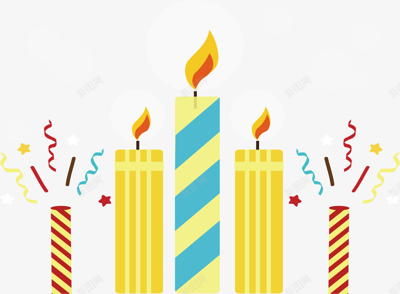 燃烧的蜡烛png免抠素材_88icon https://88icon.com 彩色蜡烛 条纹蜡烛 生日派对 矢量png 蜡烛