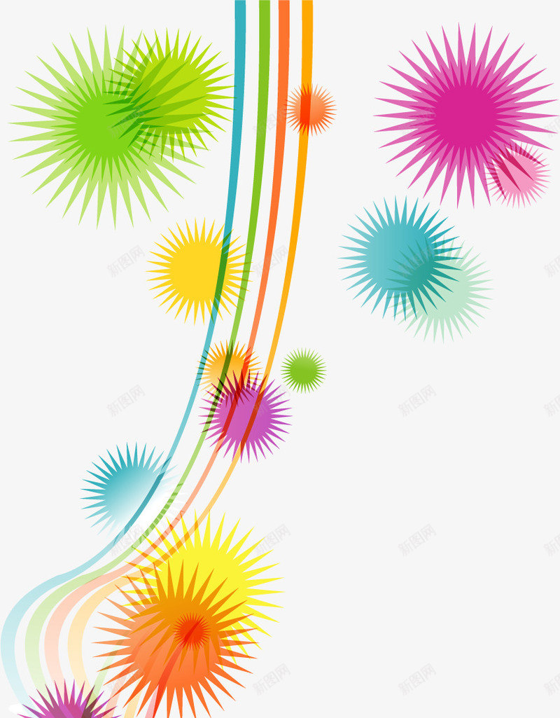 手绘彩色线条矢量图ai免抠素材_88icon https://88icon.com 彩色线条 手绘 装饰 矢量图