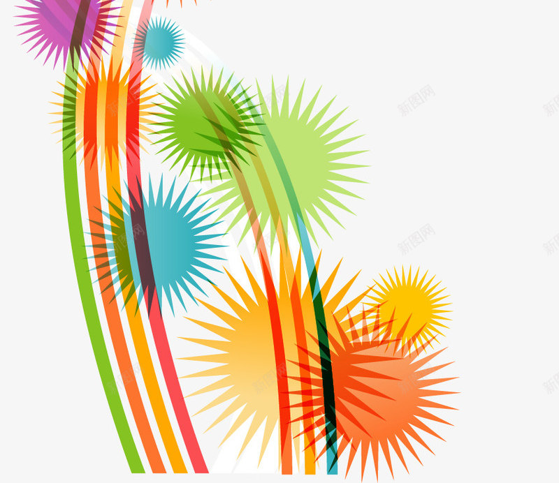 手绘彩色线条矢量图ai免抠素材_88icon https://88icon.com 彩色线条 手绘 装饰 矢量图