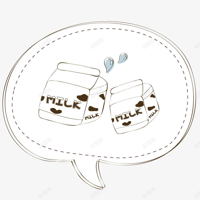 手绘的牛奶盒png免抠素材_88icon https://88icon.com 对话框 手绘 水滴 牛奶盒 装饰