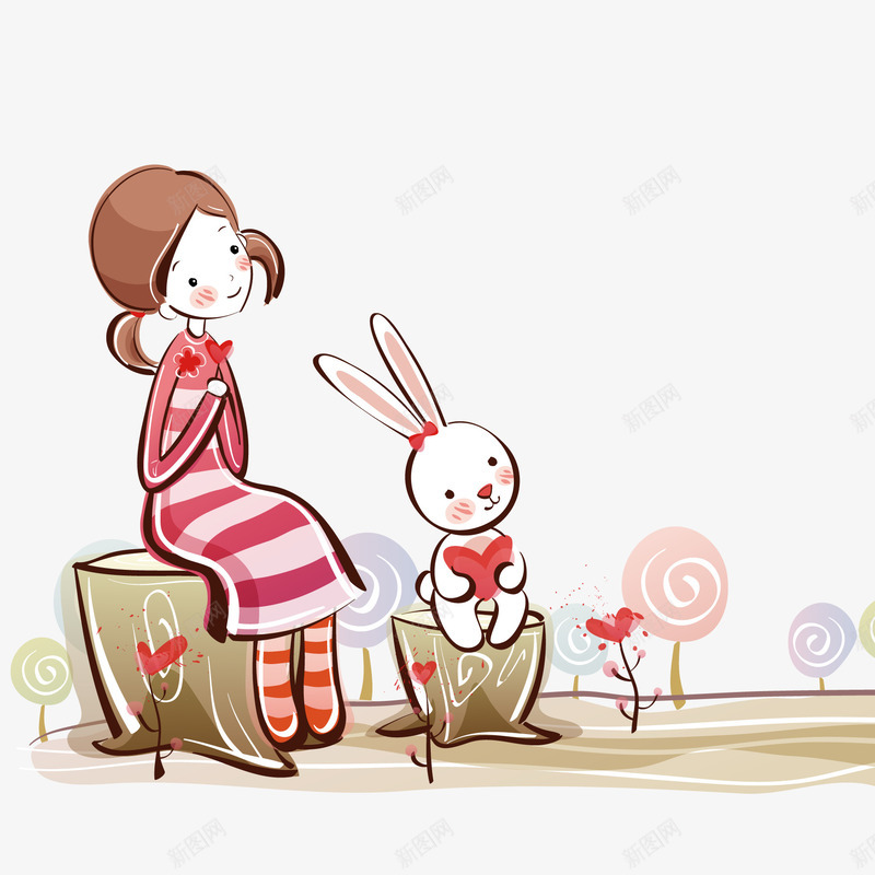 卡通看着远方的人物矢量图ai免抠素材_88icon https://88icon.com 人物设计 创意插画 卡通 小兔子 看着远方 矢量图