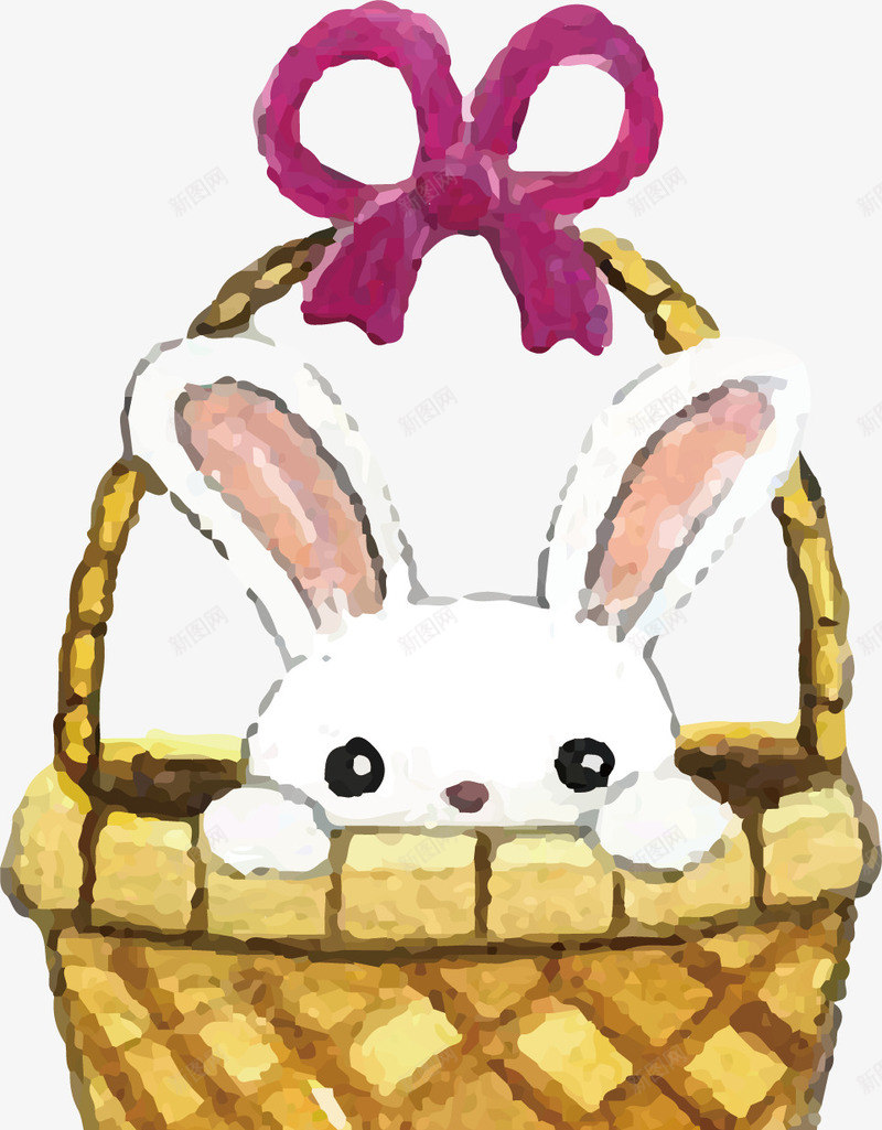 竹篮里的兔子矢量图ai免抠素材_88icon https://88icon.com 兔子 卡通 商务 彩色 手绘 竹篮 蝴蝶结 矢量图