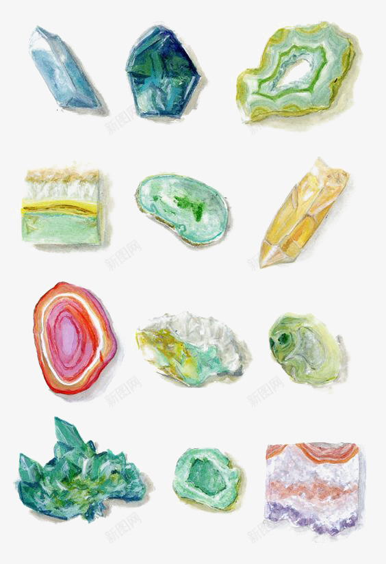 创意石头png免抠素材_88icon https://88icon.com 彩色 水彩 石头 蓝色 装饰品
