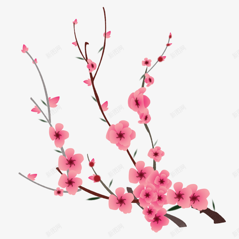 粉红色手绘桃花枝装饰图案png免抠素材_88icon https://88icon.com 手绘 桃花枝 粉红色 装饰图案