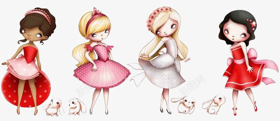 小公主png免抠素材_88icon https://88icon.com 卡通 女孩 小兔子 小公举 手绘