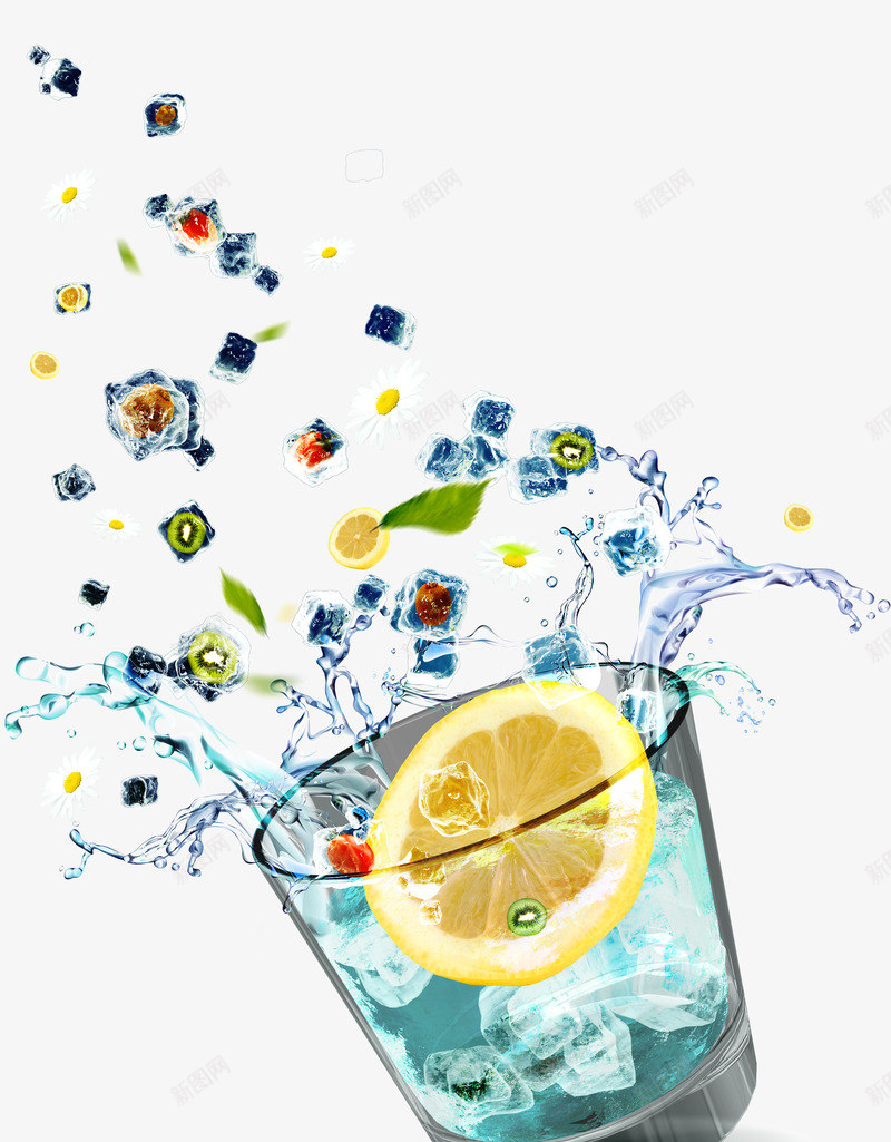 喷溅水珠水花psd免抠素材_88icon https://88icon.com 冰 杯子 水珠 水花