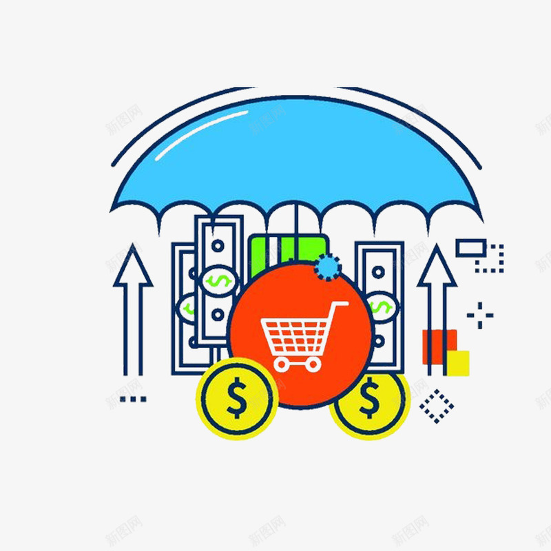卡通电子放心买买买的PSD分层png免抠素材_88icon https://88icon.com 买东西 买卖商品 放心买 放心买东西 放心购物 购物 购物女