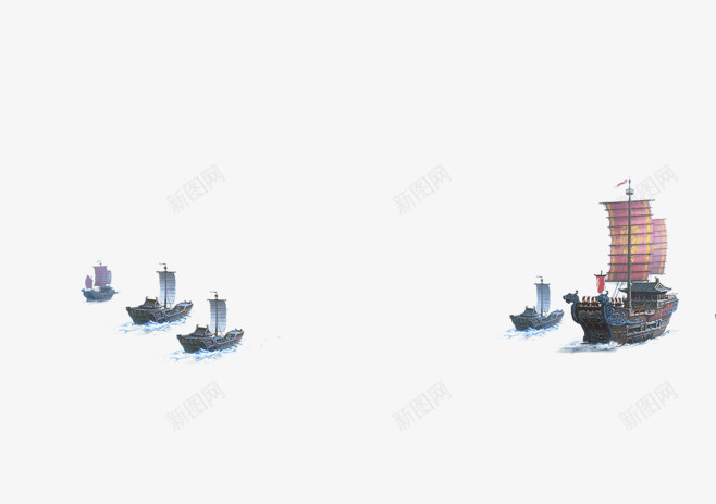 中国船png免抠素材_88icon https://88icon.com 古代 帆船 战船