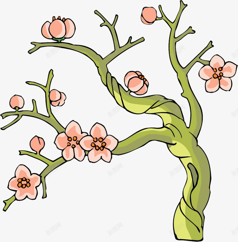 手绘彩色可爱梅花树木造型png免抠素材_88icon https://88icon.com 可爱 彩色 树木 梅花 造型