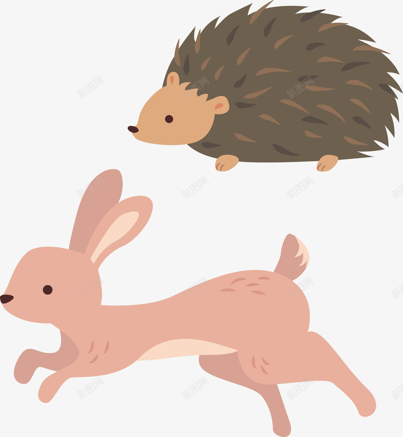 奔跑的刺猬和兔子png免抠素材_88icon https://88icon.com 兔子 刺猬 奔跑 矢量素材
