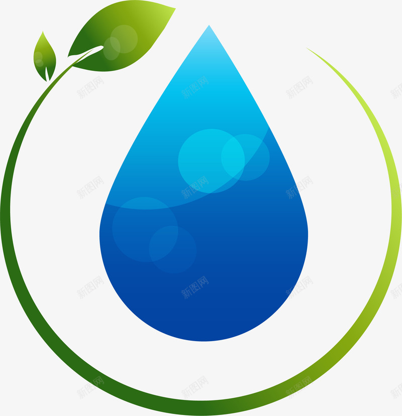 手绘绿叶边框蓝色水滴png免抠素材_88icon https://88icon.com 手绘 水滴 绿叶 蓝色 边框