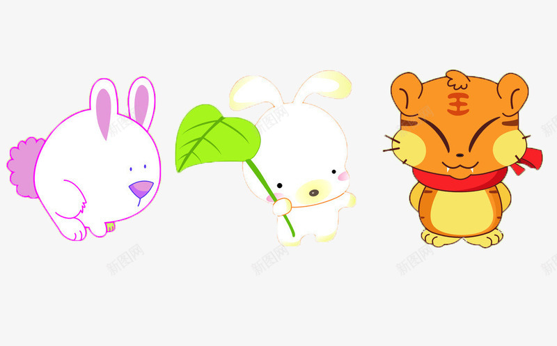老虎和兔子png免抠素材_88icon https://88icon.com 动物 卡通 小清新 装饰