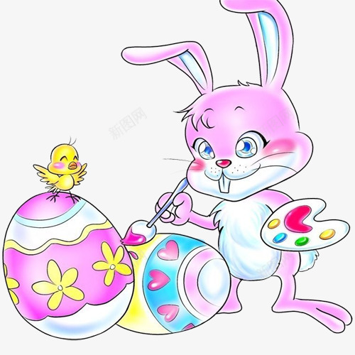 绘画的兔子png免抠素材_88icon https://88icon.com 卡通 小鸡 手绘 油画棒 蛋