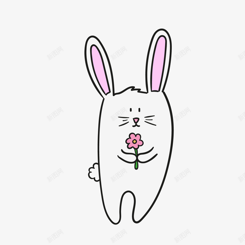 手绘拿着花朵的小兔子矢量图ai免抠素材_88icon https://88icon.com 动物设计 卡通 小兔子 手绘 拿着花朵 矢量图