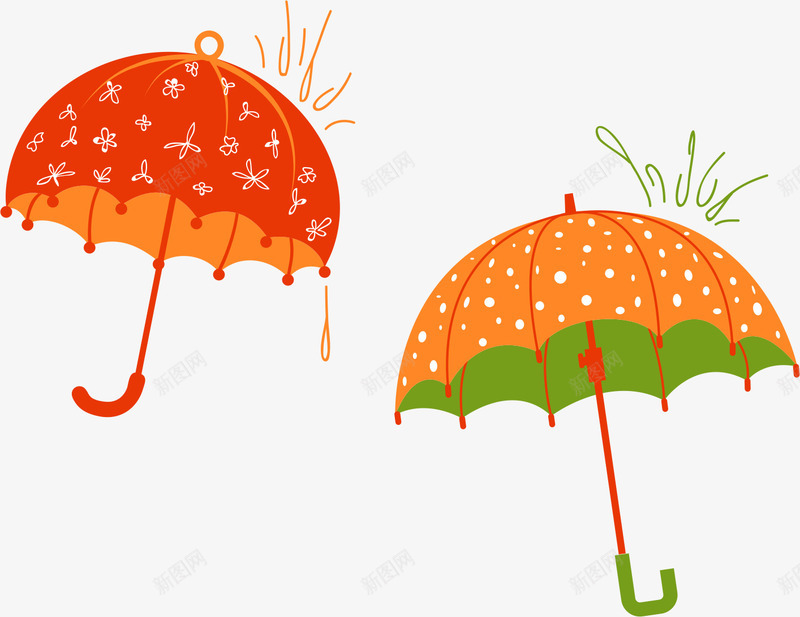 手绘雨伞png免抠素材_88icon https://88icon.com AI 伞 卡通 彩色 手绘 水滴 线条 雨伞 雨水