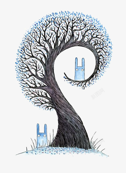 卡通小树png免抠素材_88icon https://88icon.com 创意小树 小兔子 小树插画 枯树 树脂