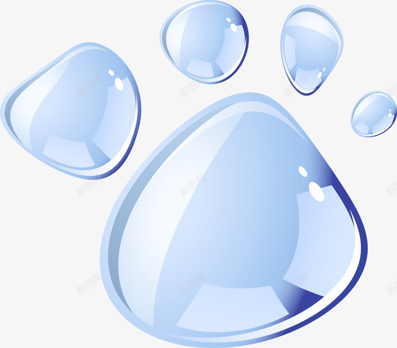 水滴脚印矢量图ai免抠素材_88icon https://88icon.com 动物 宠物 水滴 脚印 矢量图