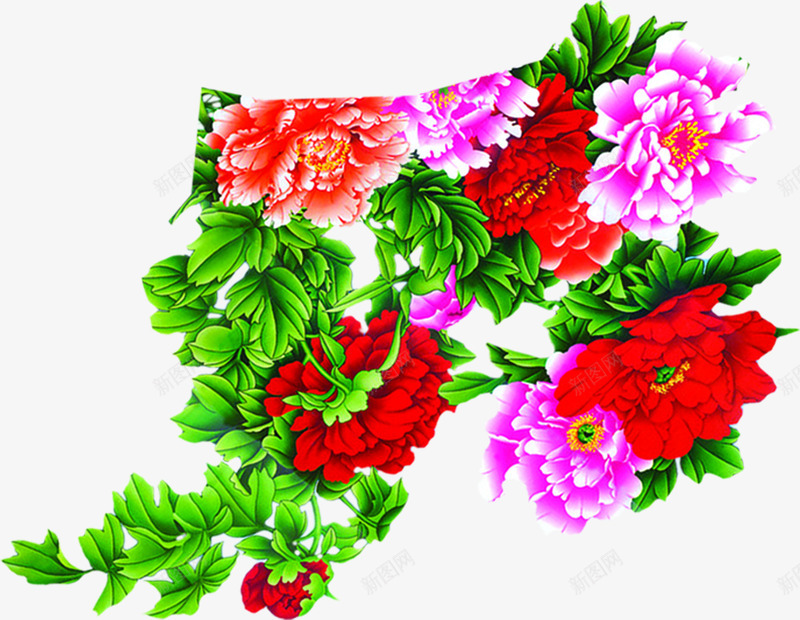 中秋节粉红色花朵绿叶png免抠素材_88icon https://88icon.com 中秋节 粉红色 绿叶 花朵