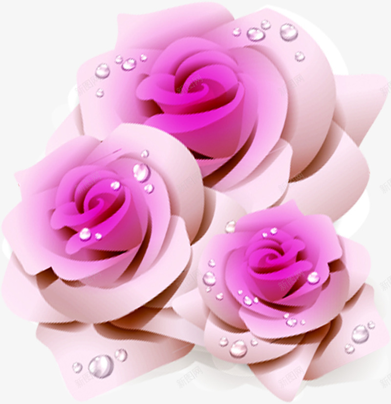 粉色手绘花朵水珠png免抠素材_88icon https://88icon.com 水珠 粉色 花朵