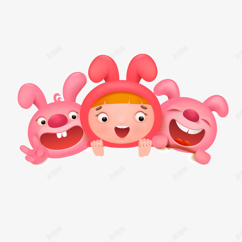 可爱粉色小兔子动物png免抠素材_88icon https://88icon.com 卡通兔子 卡通动物 可爱动物 粉色小兔子 背景装饰