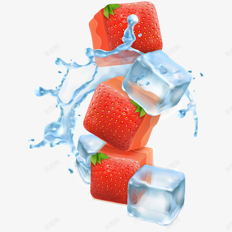 水果冰块png免抠素材_88icon https://88icon.com 冰 冰块 冰滴 水果 水果冰块 水滴 草莓