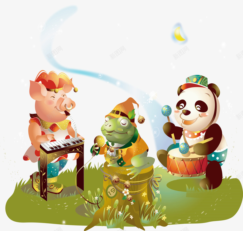 小动物开音乐会png免抠素材_88icon https://88icon.com 卡通 可爱 小动物 音乐会