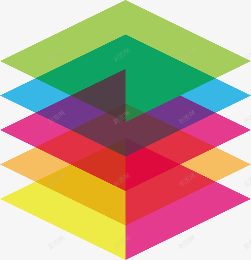 分层彩色矩形png免抠素材_88icon https://88icon.com 叠加色彩 彩色矩形 正方形 矢量png 矩形 艺术感