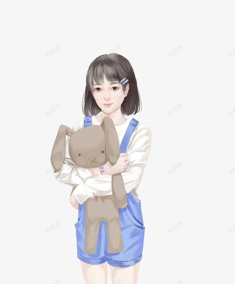 可爱女子手抱玩具熊png免抠素材_88icon https://88icon.com 可爱 女子 玩具