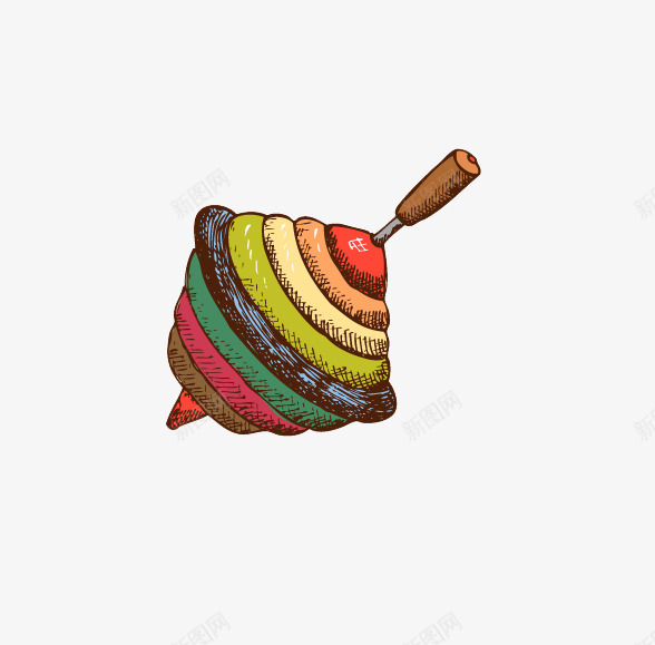 卡通手绘小孩玩具png免抠素材_88icon https://88icon.com 卡通 小孩玩具 陀螺