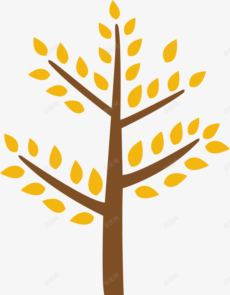 树叶黄了png免抠素材_88icon https://88icon.com 小树 树叶 秋天 黄叶