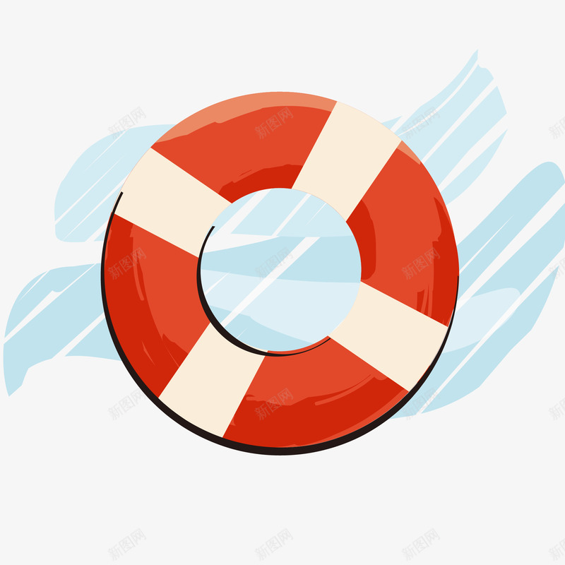 红白色救生圈插画矢量图ai免抠素材_88icon https://88icon.com 夏季 安全 救援 救生员 救生圈 沙滩 红白色救生圈矢量插画 矢量图
