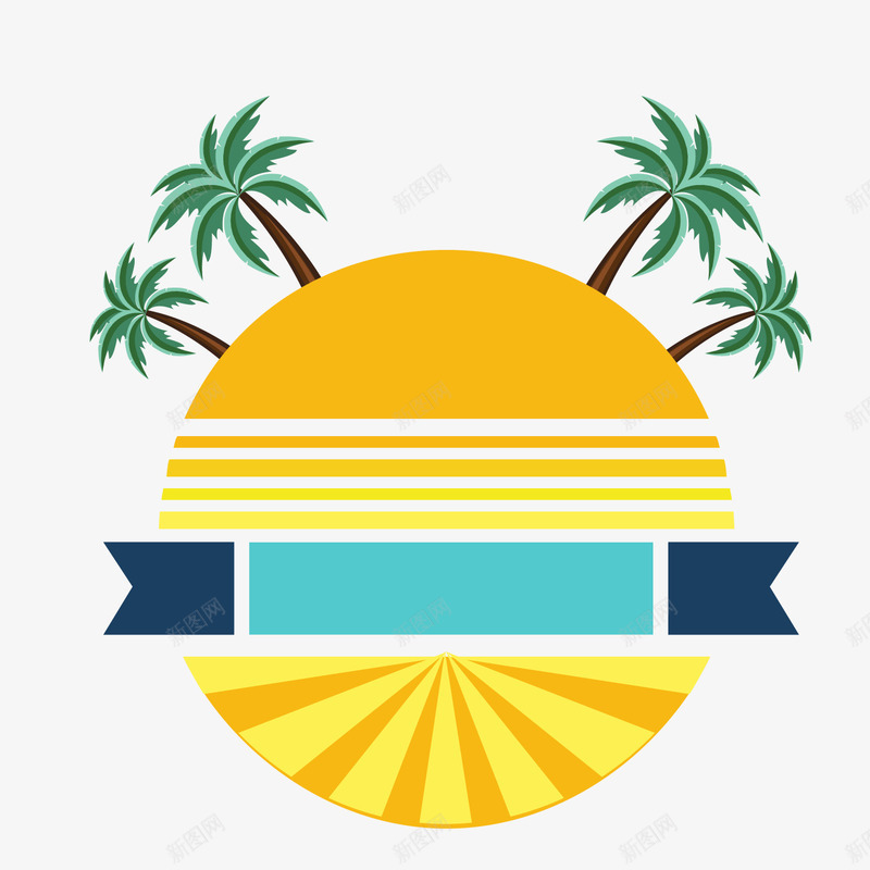 夏季椰子树标签文案背景png免抠素材_88icon https://88icon.com 卡通标签 文案背景 椰子树 绿色植物 背景装饰