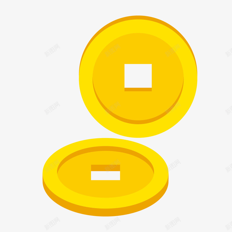 两个手绘的扁平化金币矢量图ai免抠素材_88icon https://88icon.com 两个金币 古钱 吉祥 扁平化 新年 财源滚滚 矢量图