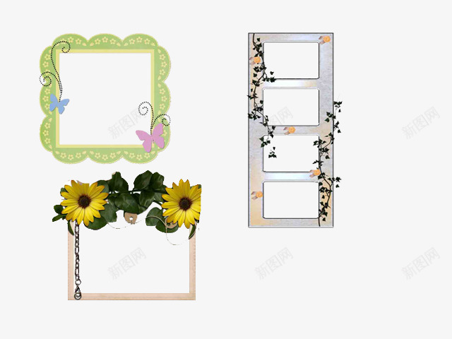 花边点缀组合框png免抠素材_88icon https://88icon.com 儿童 彩色 框架 清新 相框 花边