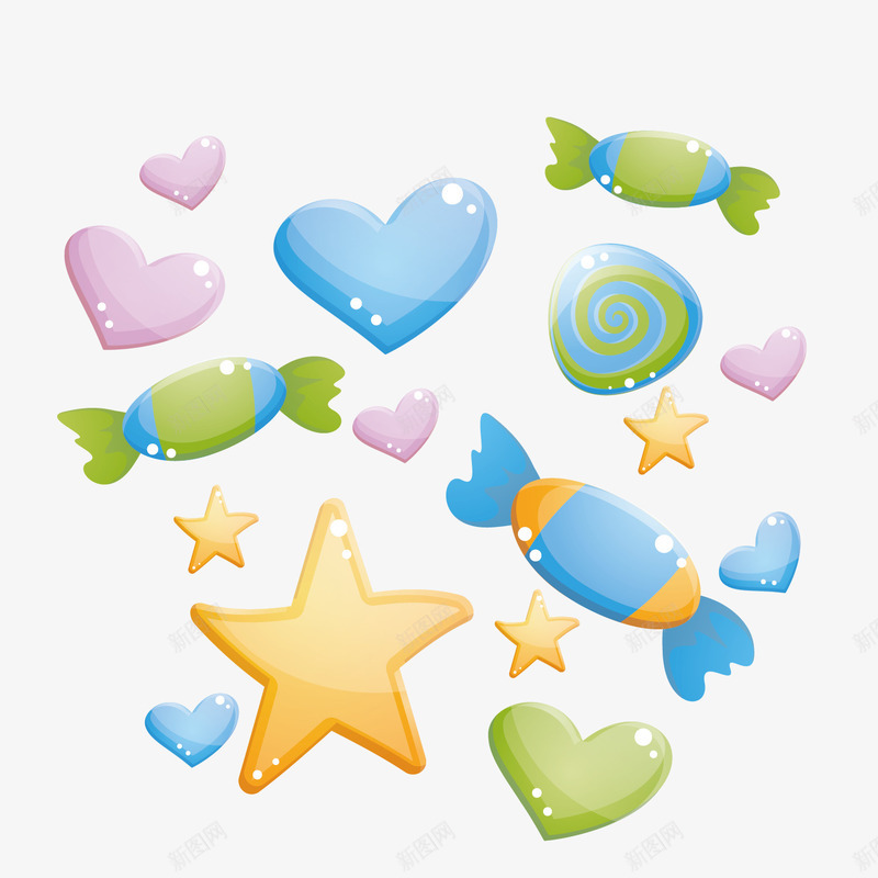 卡通彩色手账元素矢量图eps免抠素材_88icon https://88icon.com 创意 卡通 可爱 彩色糖果 手帐 手帐素材 手帐贴纸 手绘 手账 爱心 矢量图 绿色糖果 黄色星星