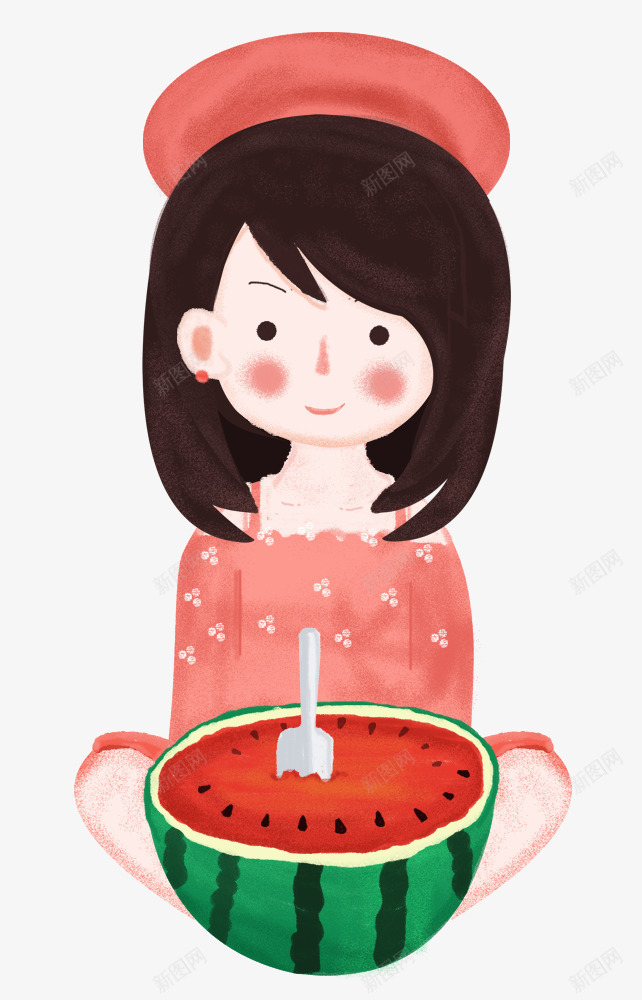 春夏女孩小清新插画psd免抠素材_88icon https://88icon.com 夏季 女孩 小清新 插画 春夏 春夏女孩小清新插画 西瓜