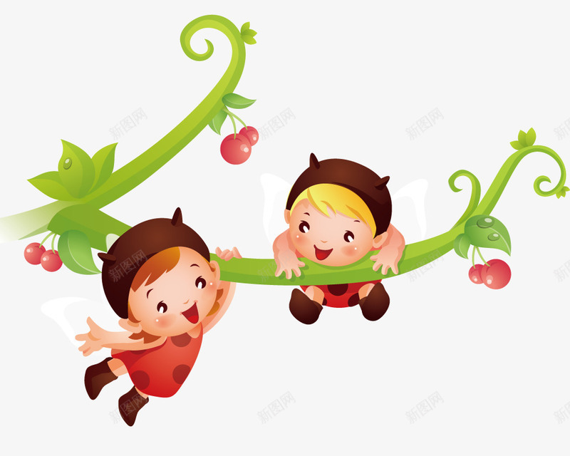 小孩在树枝上玩耍png免抠素材_88icon https://88icon.com 卡通 树枝 玩耍 矢量人物 矢量元素