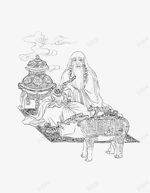 古代老人png免抠素材_88icon https://88icon.com 卡通 古代 大鼎 手绘 白色 简笔 素描 老人 黑色