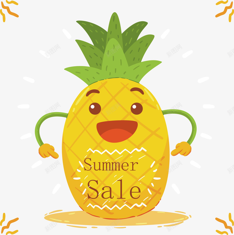 夏季菠萝插画矢量图ai免抠素材_88icon https://88icon.com 卡通 夏季 水果 菠萝 菠萝插画 菠萝设计 矢量图