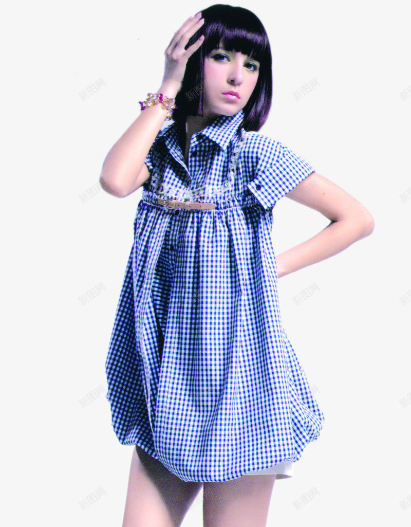 蓝色格子夏季服饰png免抠素材_88icon https://88icon.com 夏季 服饰 格子 蓝色