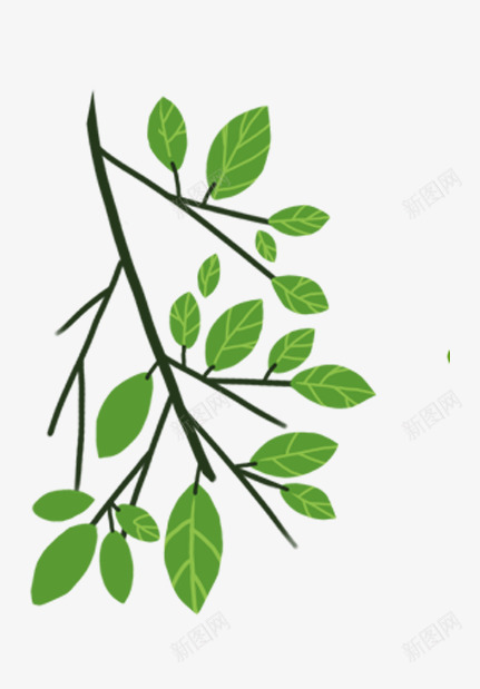带翠绿额色叶子的树枝png免抠素材_88icon https://88icon.com 动漫 卡通 植物 绿色