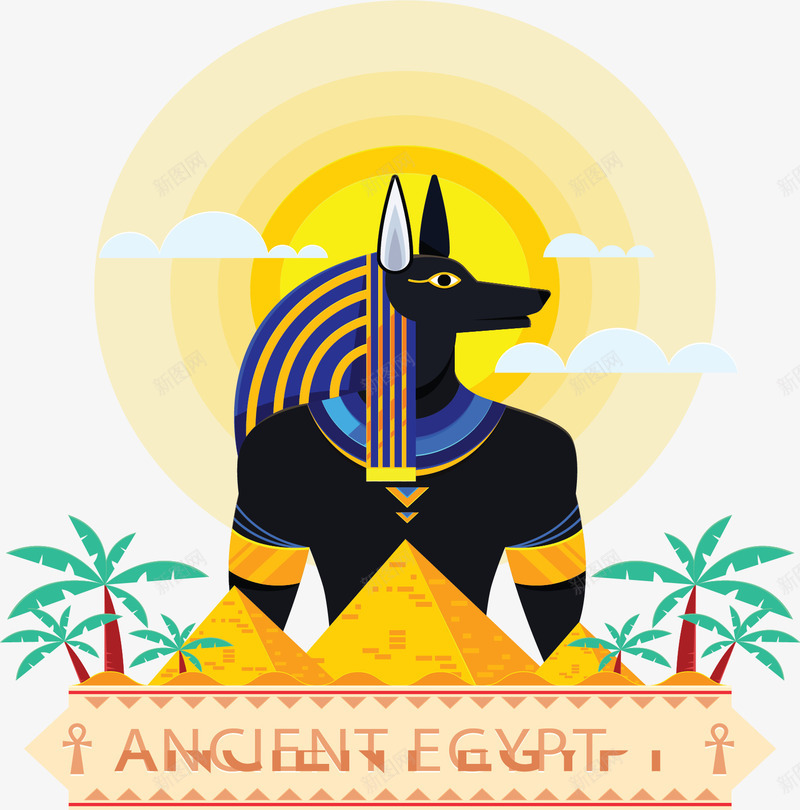 古代埃及金字塔狼面人矢量图ai免抠素材_88icon https://88icon.com 古埃及 埃及 埃及狼面人 头狼 狼面人 矢量png 矢量图 金字塔