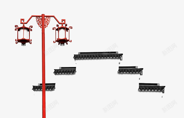 古代建筑png免抠素材_88icon https://88icon.com 古代墙院子 古典建筑 地产元素 房檐 路灯