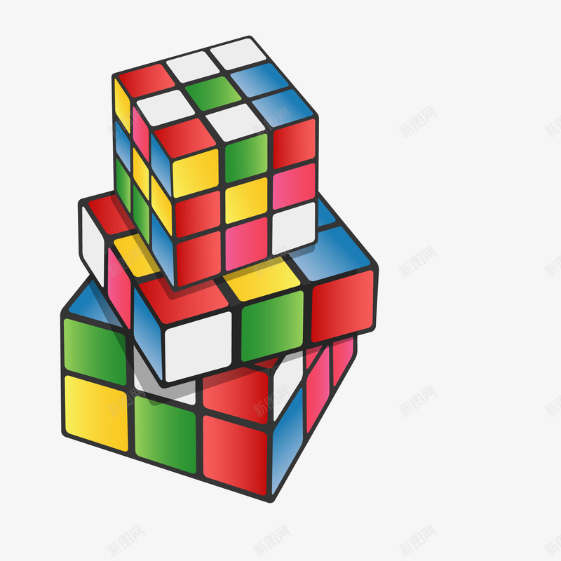 彩色的魔方矢量图ai免抠素材_88icon https://88icon.com 儿童玩具 卡通 彩色 益智玩具 魔方设计 矢量图