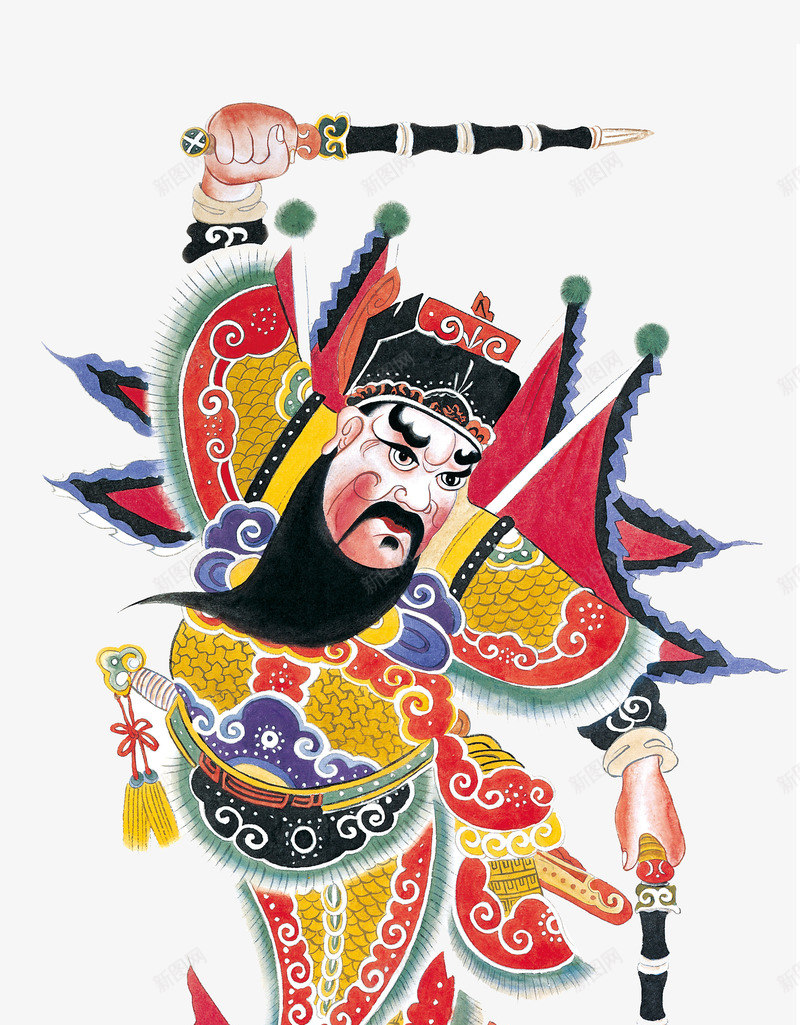 手举起的门神png免抠素材_88icon https://88icon.com 中国风 古代门神 古典 财神
