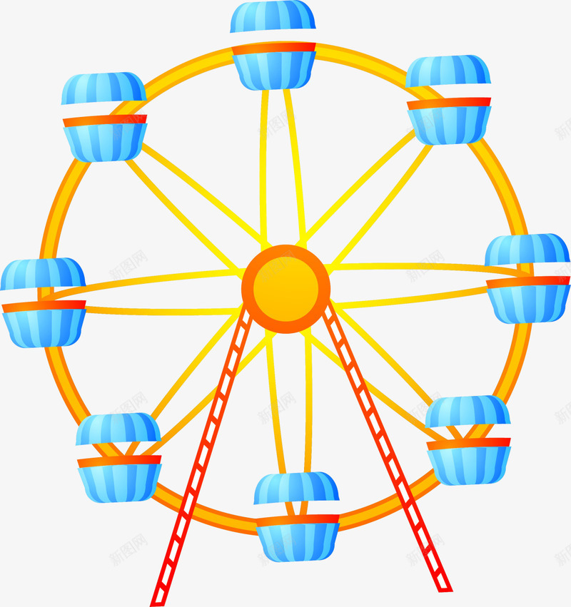 黄色扁平游戏摩天轮png免抠素材_88icon https://88icon.com 儿童玩具 摩天轮 游乐设施 游戏 玩耍 童年 童趣