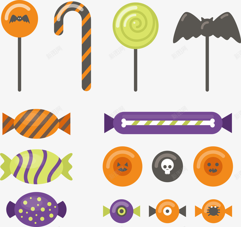 可爱糖果花纹矢量图ai免抠素材_88icon https://88icon.com happyhallowee happyhalloween 万圣节 万圣节糖果 矢量png 糖果 糖果花纹 矢量图