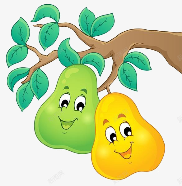 卡通表情梨png免抠素材_88icon https://88icon.com 卡通 树枝 梨 表情