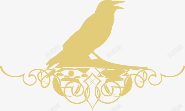 手绘金色小鸟花边图案png免抠素材_88icon https://88icon.com 图案 小鸟 手绘 花边 金色